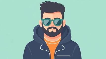 Wall Mural - a vibrant cartoon profile pic of a guy, showcasing a fun and clean design with a bright background.