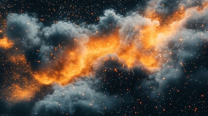 Wall Mural - Abstract Celestial Nebula with Glowing Particles