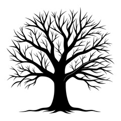 single tree line art vector. hand drawing line black and white tree