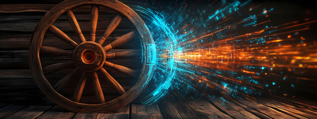 Wooden Wagon Wheel Transformed into Digital Wheel