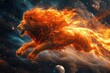 © sengah - Fiery cosmic lion soaring through space