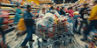 © Lila Patel - Stressful Supermarket: harried shoppers jostle for the last bag of groceries, their carts overflowing with items.