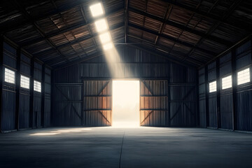 Wall Mural - large empty barn with light coming from the entrance