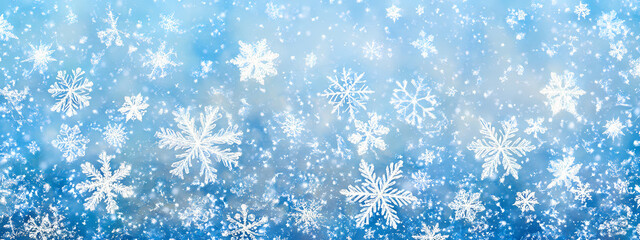 Wall Mural - Snowflakes in a Frozen Winter Sky