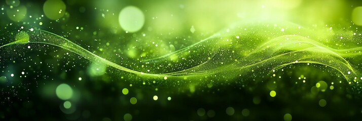 Sticker - a green abstract background with a blurry wave of light and bubbles