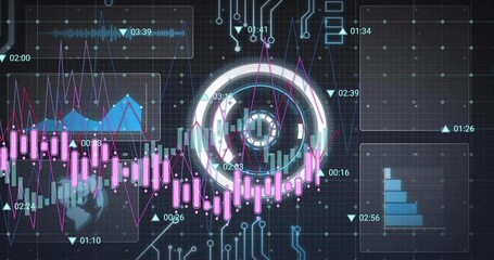 Poster - Animation of digital data processing over screens