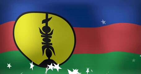 Poster - Animation of white stars over flag of new caledonia