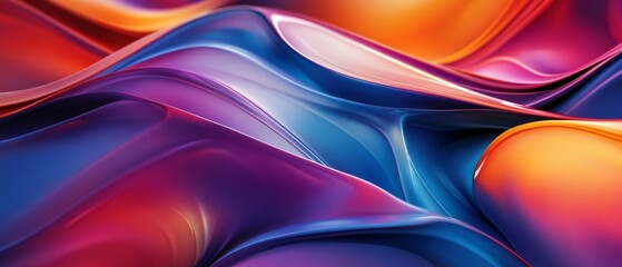 Poster - Glossy Waves. Colorful Abstract Texture