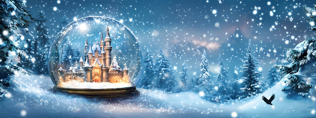 Wall Mural - Fairytale Castle in a Snow Globe