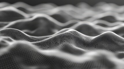 Wall Mural - Abstract Flowing Wave Pattern With Black And White Dots