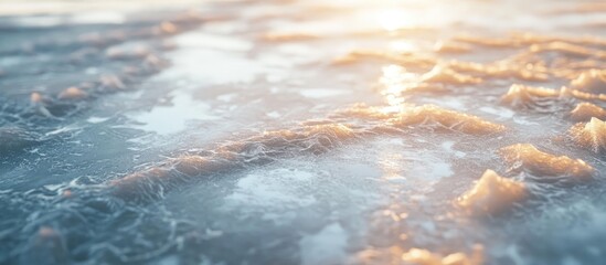 Poster - melting ice on a frozen lake or river. with copy space image. Place for adding text or design