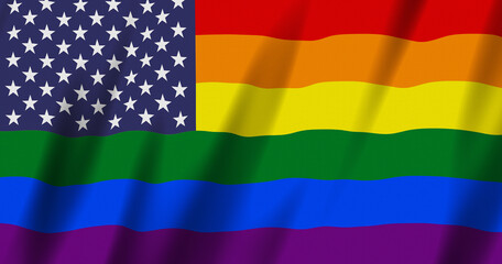 Poster - USA flag stars and stripes in rainbow colors background