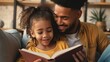 © iuricazac - Father and child sit together, engaged in reading a book, highlighting the beauty of fatherhood.