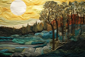 Wall Mural - Nature landscape outdoors painting.