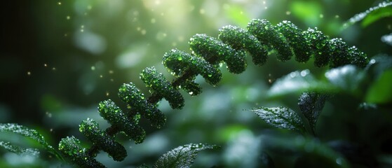 Poster - Green DNA Strand in a Lush, Natural Setting