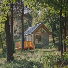 Canvas Print - Modern cabin in the woods