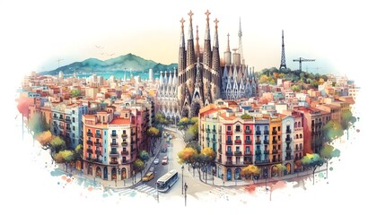 Watercolor of Barcelona