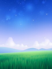 Canvas Print - A starry night sky over a grassy field.