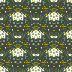 Wall Mural - ditsy florals cottage core pattern illustration