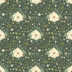 Wall Mural - ditsy florals cottage core pattern illustration