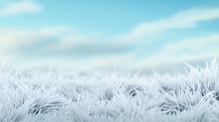 Canvas Print - A close up of a grassy field with frost on it, AI