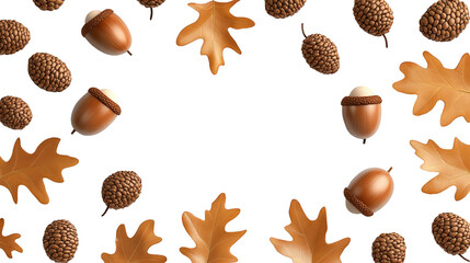 Autumn Oak Leaves  Acorns and Pine Cones Pattern