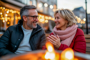 Smiling Mature Couple Enjoying Outdoor Evening