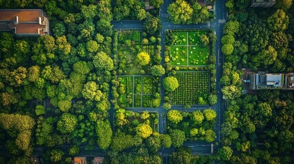 Wall Mural - Aerial City Park.