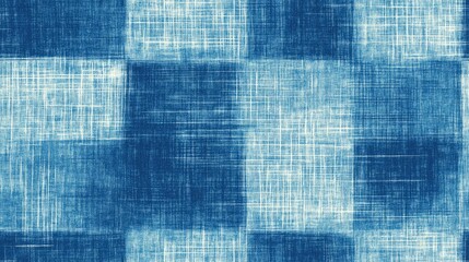 Azure blue square geo linen texture background featuring a seamless abstract textile effect Doodled squared grid dye pattern for a coastal inspired decor Modern marine and sailor themed repeat cott