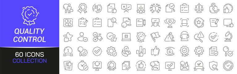 Fototapete - Quality control line icons collection. Thin outline icons pack. UI icon collection. Set of line web pictogram