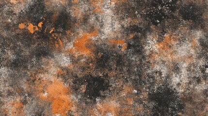 Seamless dark brown grunge background featuring an old weathered surface with black white and orange tones in a horror style Includes dirty spots cracks and splashes creating an abstract texture of