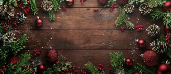 Poster - Christmas arrangement uncomplicated background top view copy space