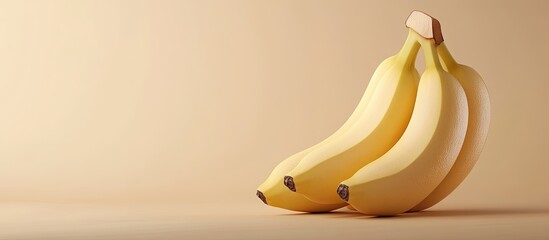 Fototapete - Banana cluster on a beige gradient background Copy space