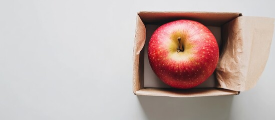 Poster - a lovely pink apple in a box on a white background. with copy space image. Place for adding text or design