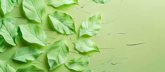 Canvas Print - paper card featuring a green leaf design. with copy space image. Place for adding text or design