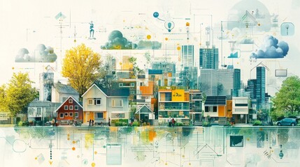 Canvas Print - Smart City Collage.