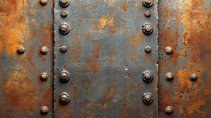 Rusted sheet metal with rivets and screws