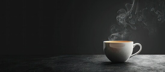 Leinwandbilder - Profile of a coffee cup with steam on a white and black background. with copy space image. Place for adding text or design
