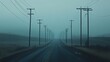© sarun - A long rural road lined with tall electric poles stretching into the horizon.