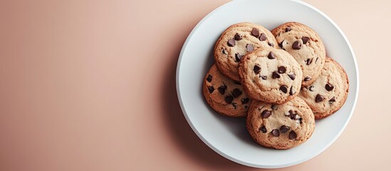 Aufkleber - chocolate chip cookies on a plate. with copy space image. Place for adding text or design