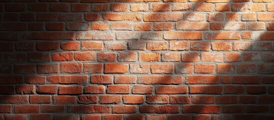 Leinwandbilder - Worn shabby chic red clay brick wall texture with random shadows falling on it. with copy space image. Place for adding text or design