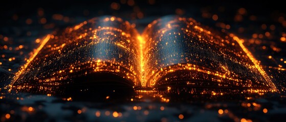 Wall Mural - Glowing Open Book with Bokeh Lights