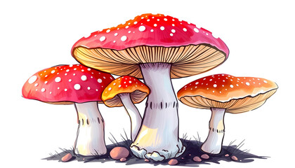 Psilocybin magic mushrooms isolated with white highlights, png