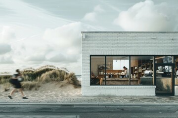 Canvas Print - Window mockup outdoors walking shop.