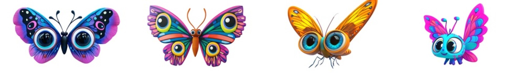 Aufkleber - An animated cartoon of a butterfly on a transparent background