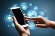 © Michael - Smartphone in Hand Showcasing Digital Technology and Communication Network Concept