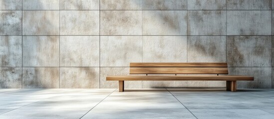 Wall Mural - Vacant wooden bench in contemporary architecture Interior backdrop. with copy space image. Place for adding text or design