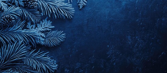 Poster - Abstract navy blue nature themed Christmas background Winter frost texture. with copy space image. Place for adding text or design