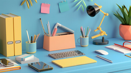 Poster - Notebook Office Equipment 3d Cartoon