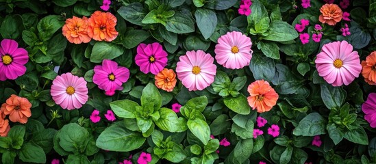 Wall Mural - Copy space with selective focus on home garden flowers blooms and plants